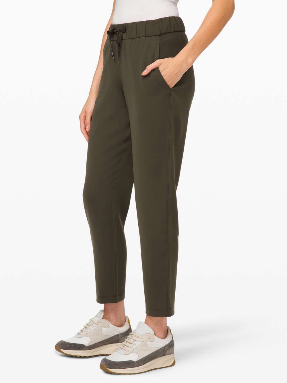 Lululemon On the Fly 7/8 Pull-On Elastic Waistband Pant In Dark Olive Green